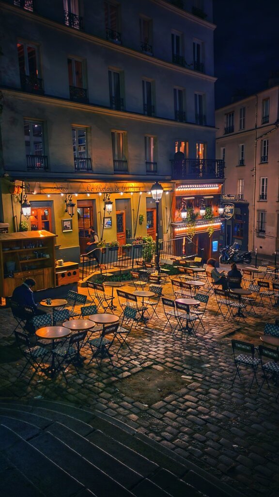 Night streets of Montmartre, Paris. 