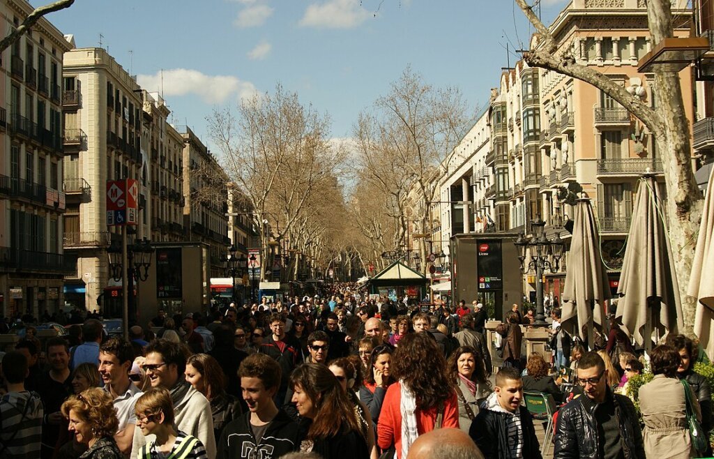 La Rambla street  in Barcelona, Spain