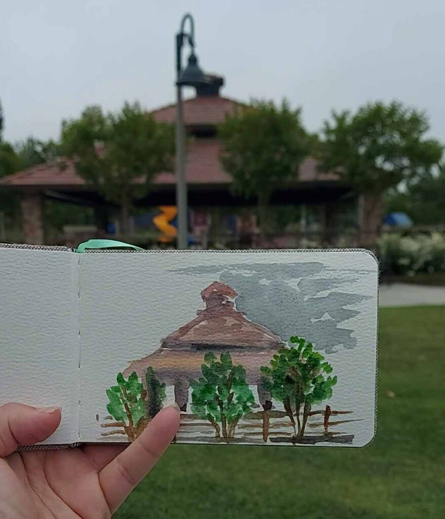 Sketch in Melinda Park  travel sketch