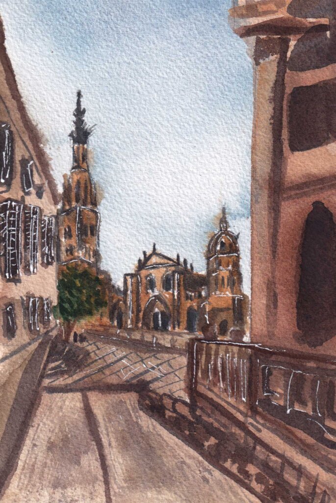 My watercolor sketch of Cathedral of Saint Mary, Toledo, Spain