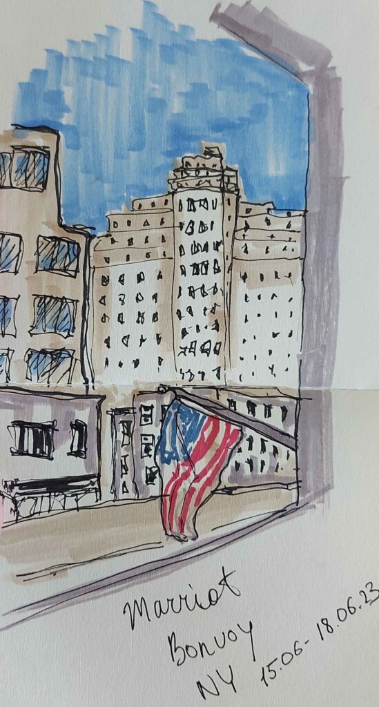 My window view in NYC  travel sketch