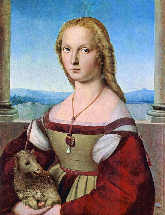 Young woman with unicorn by Raphael