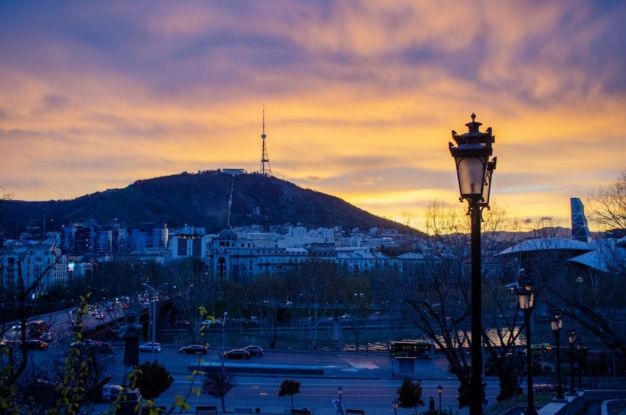 Tbilisi panoramic sunset view