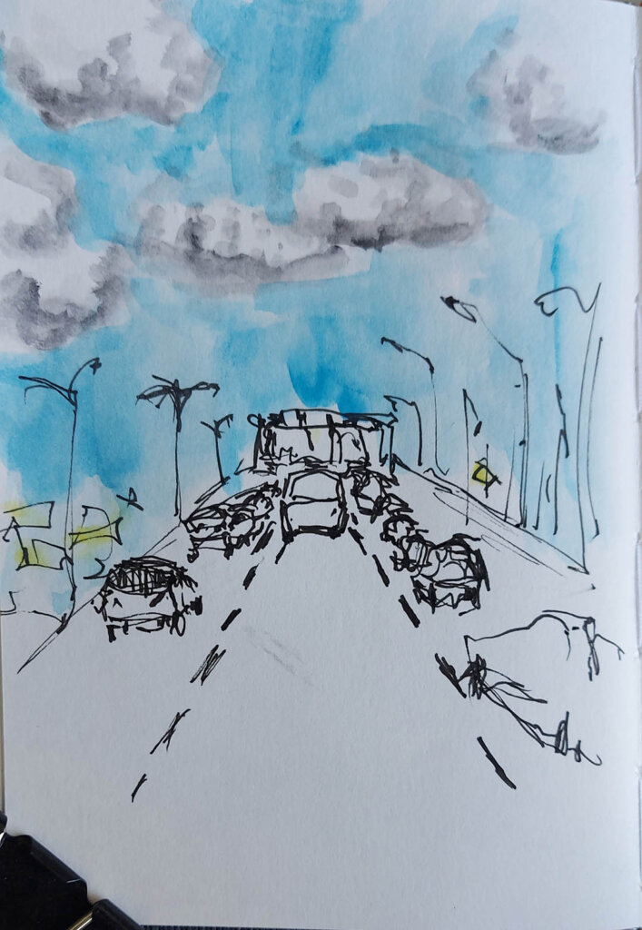 Sketch on the road