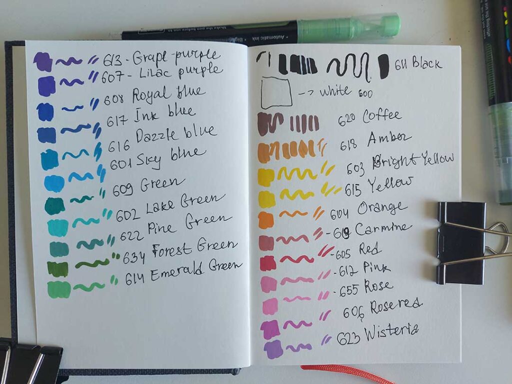 Swatches of markers