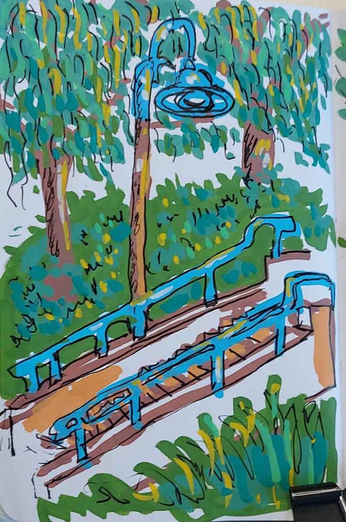 Flashlight and staircase