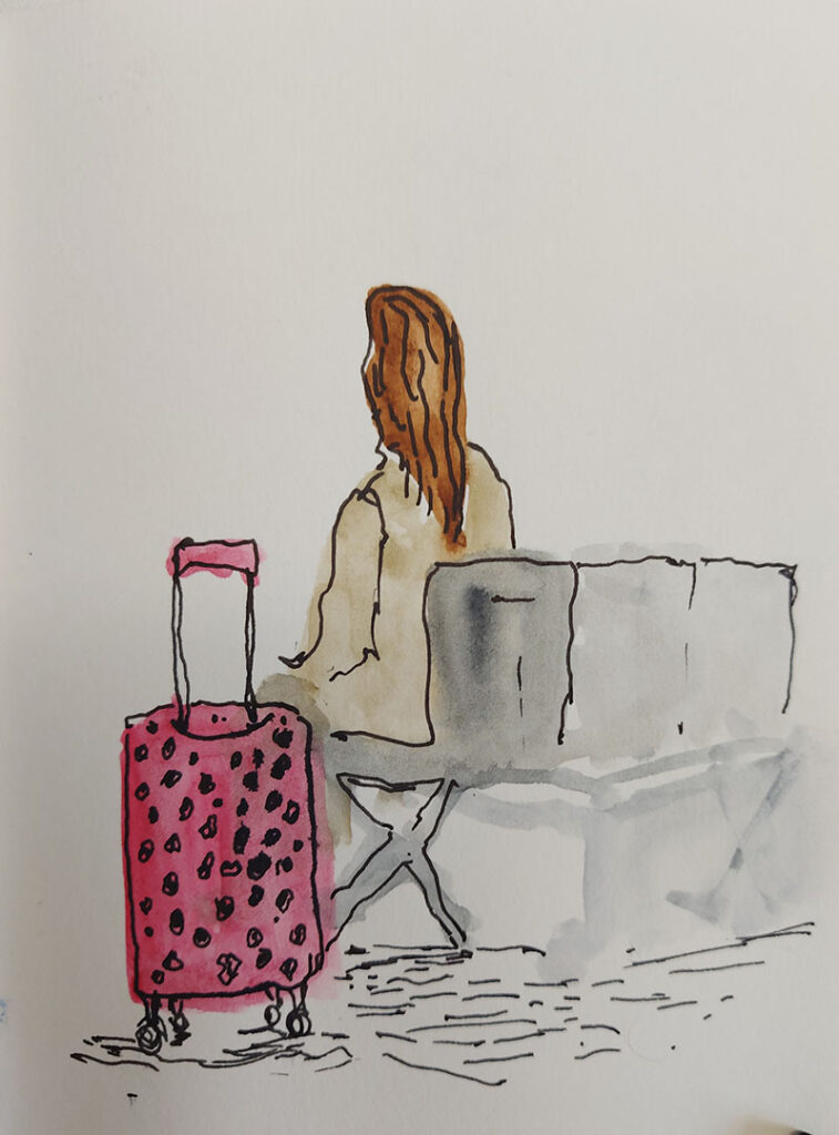 woman and suitcase