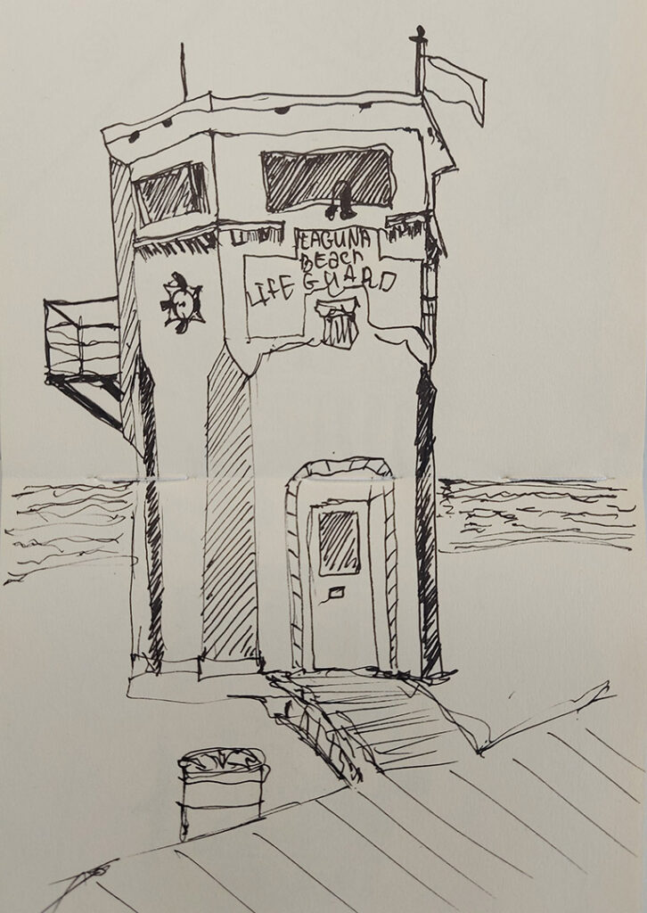 Lifeguard tower sketch, art supplies